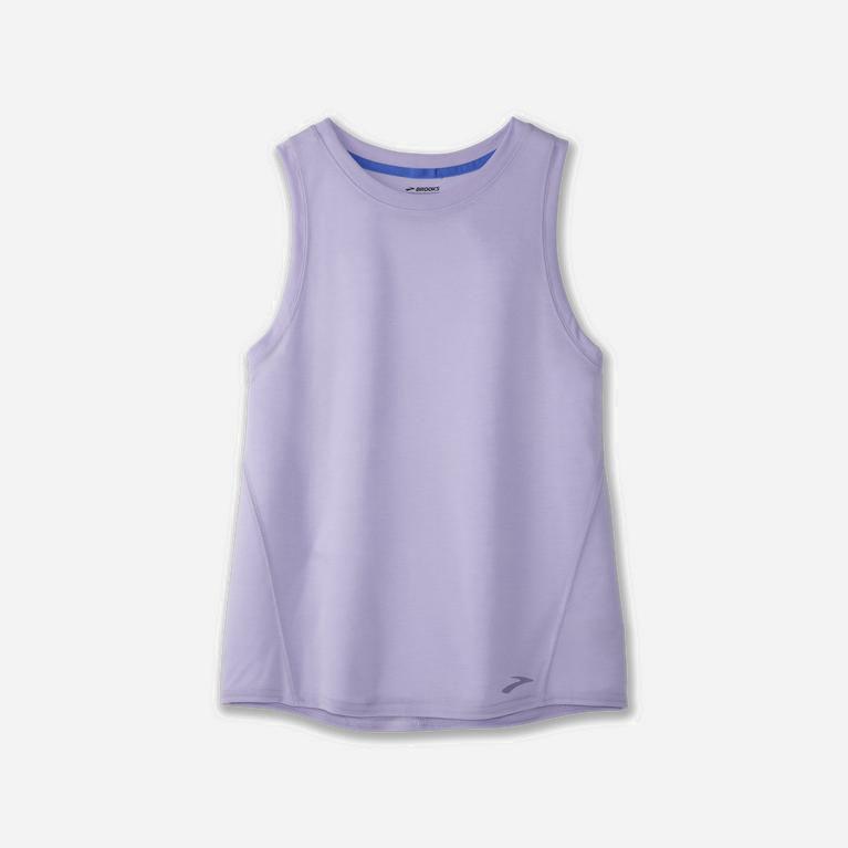 Brooks Distance Australia - Women's Running Tank Top - Heather Violet Dash/Black (986153-WGH)